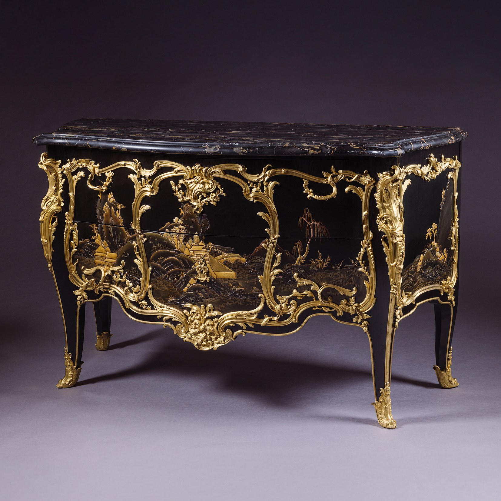 An Important Louis XV Style Gilt-Bronze Mounted Lacquer Commode