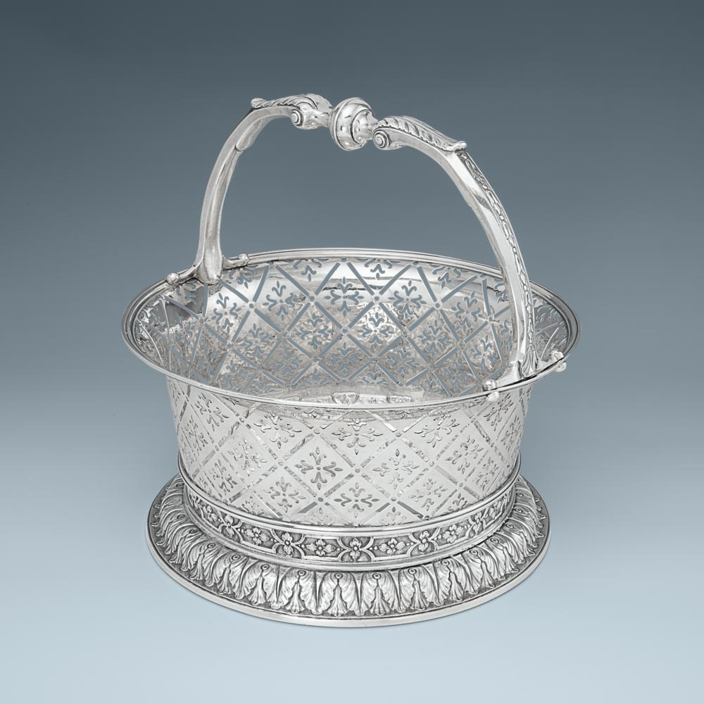 A Large George II Antique English Silver Cake Basket