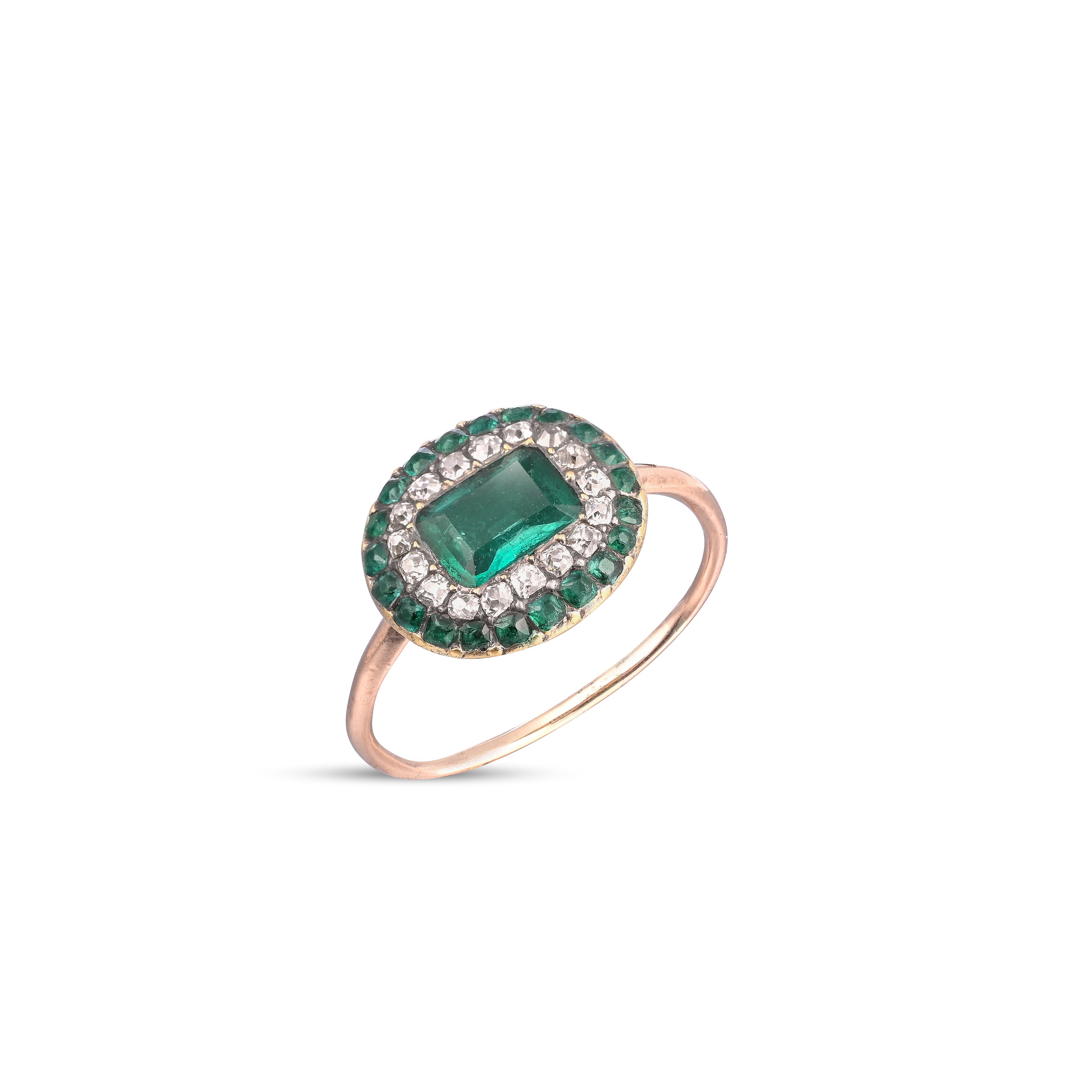 A Georgian Emerald Button Ring