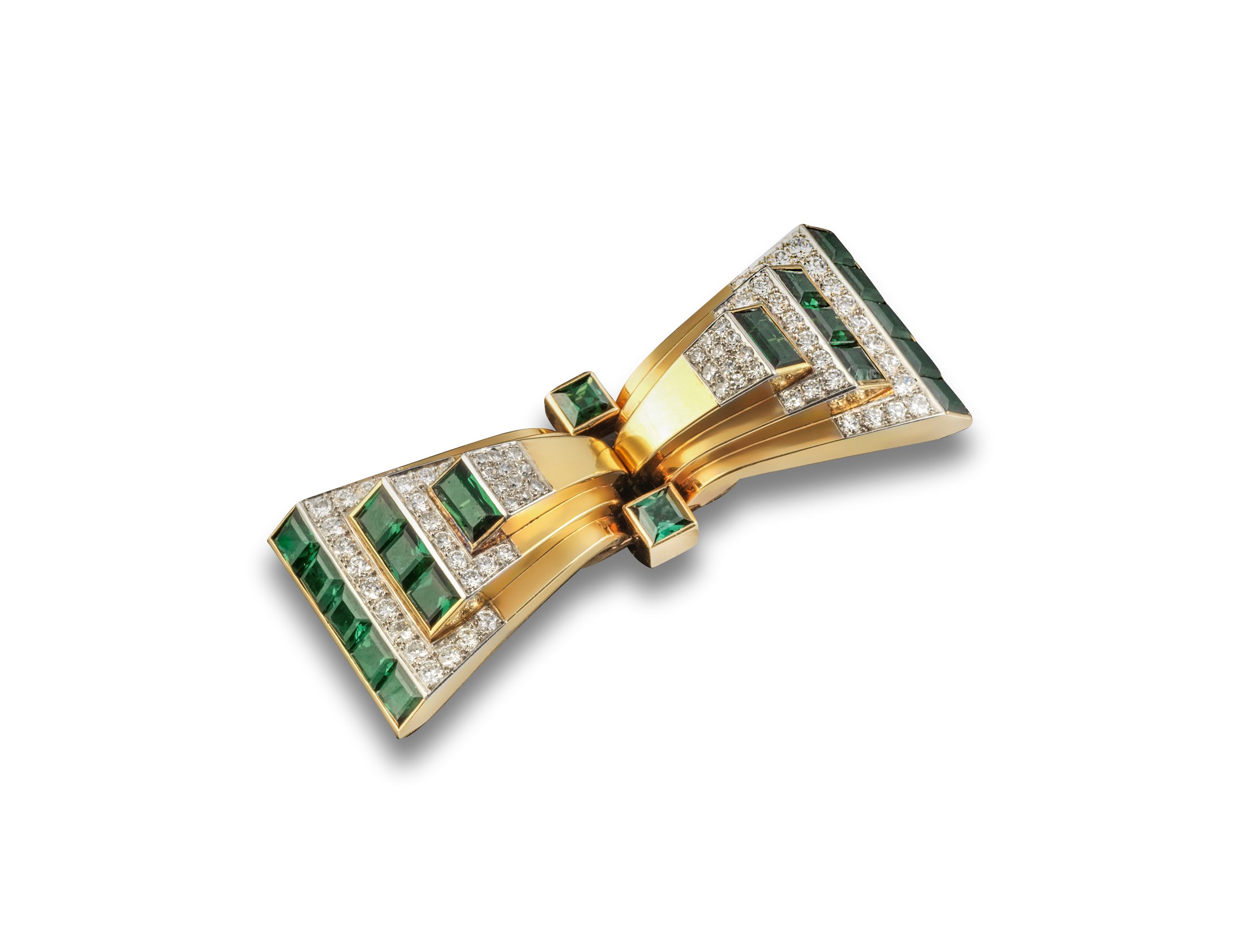 A Green Tourmaline & Diamond Brooch by Cartier, New York