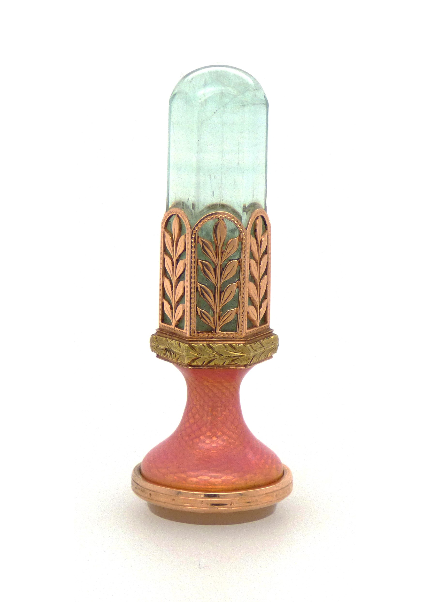 A jewelled and enamelled gold desk seal by Fabergé